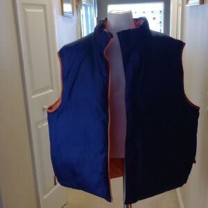 Reversible LL Bean Navy Blue and Orange puffer Vest size XXL